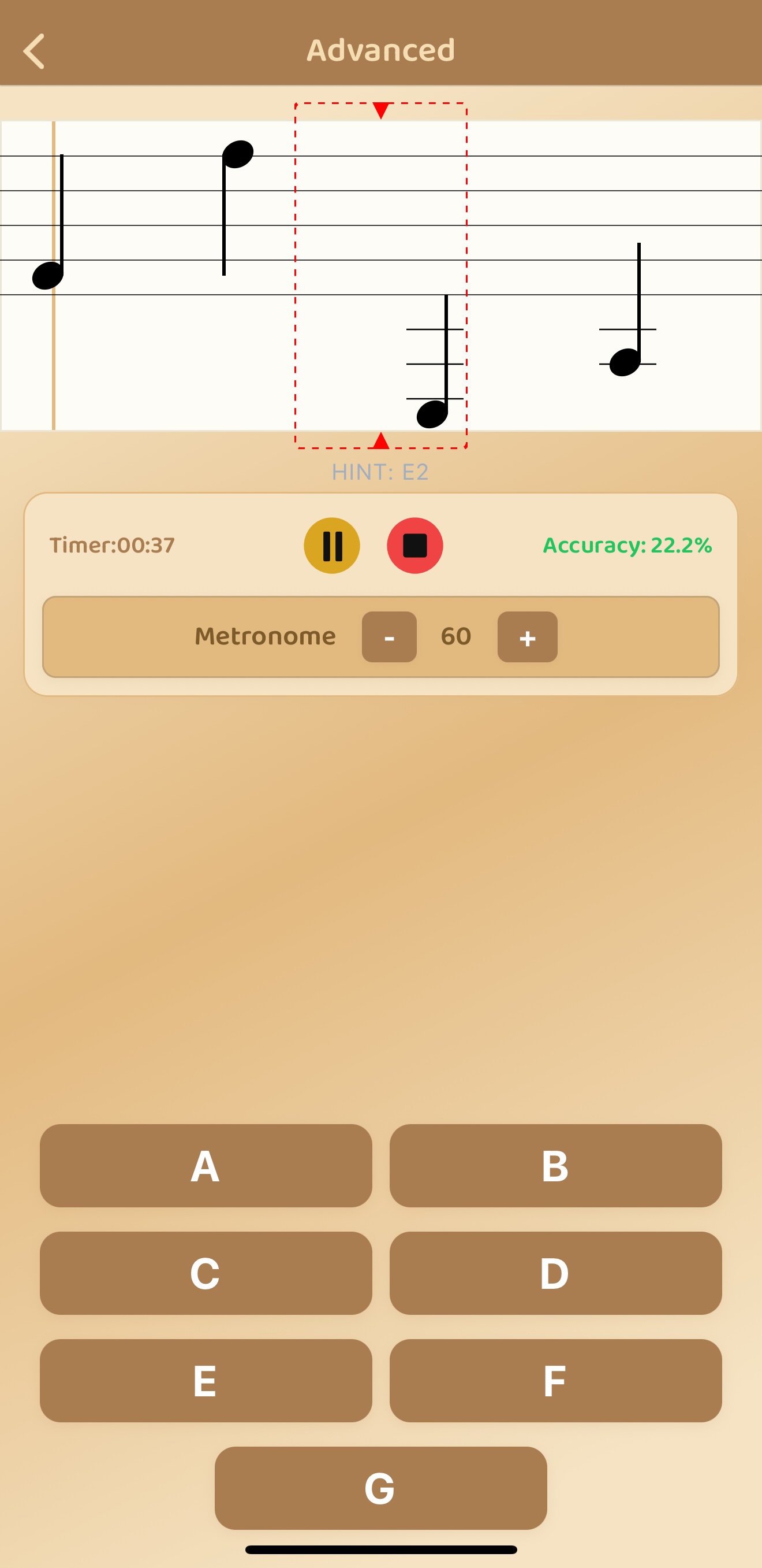 Advanced mode with metronome