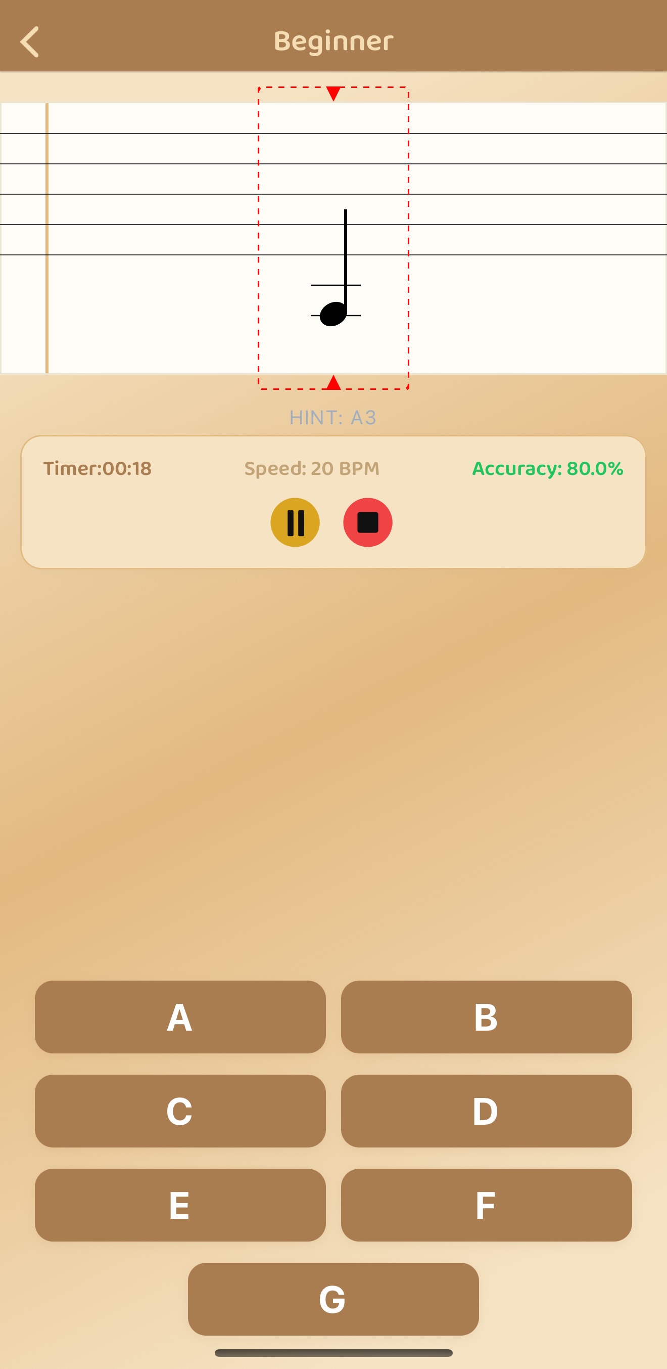 Beginner mode with note hints